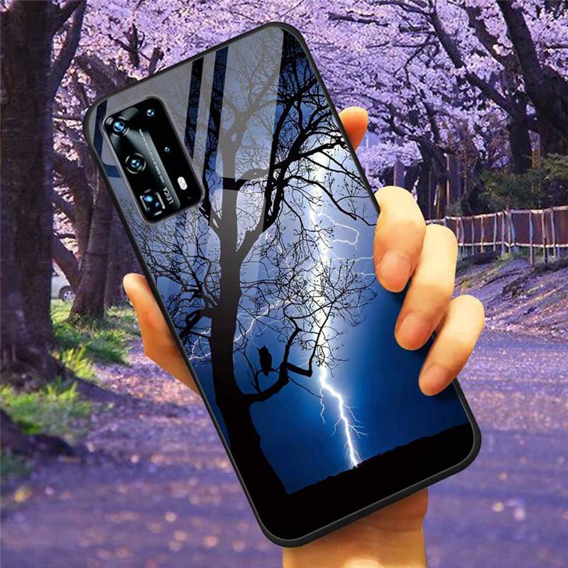 Для Huawei P40 Lite / P40Pro Чехол P 40 Закаленное Стекло Звездный Мрамор Жесткая Задняя Крышка для Huawei P40 Pro / P40Lite E Чехлы Coque