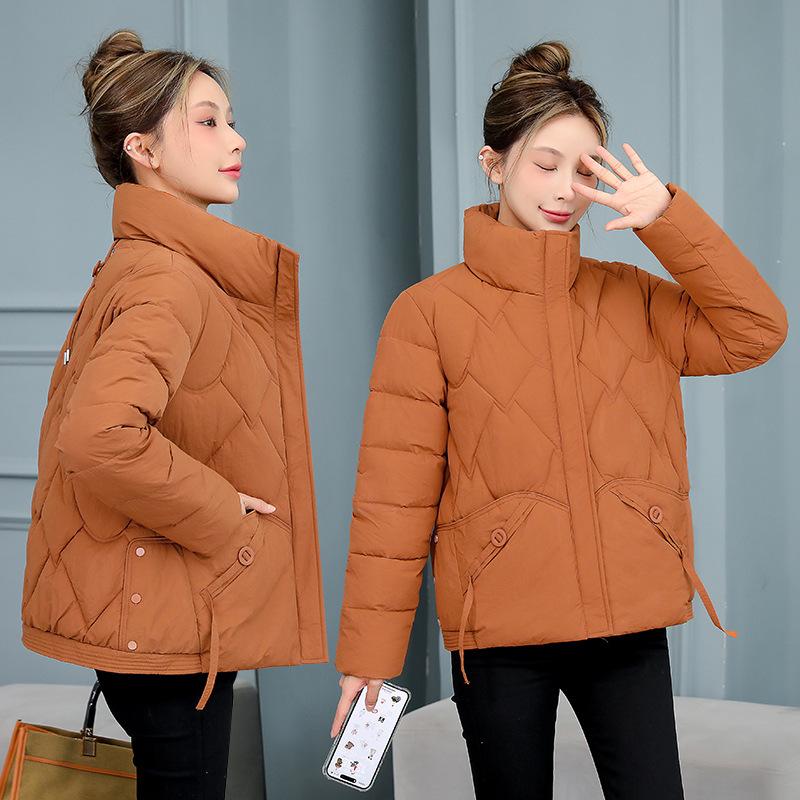 Winter Coat Women's Casual Solid Color Lightness and Thinness Short Section Cotton-padded Jacket