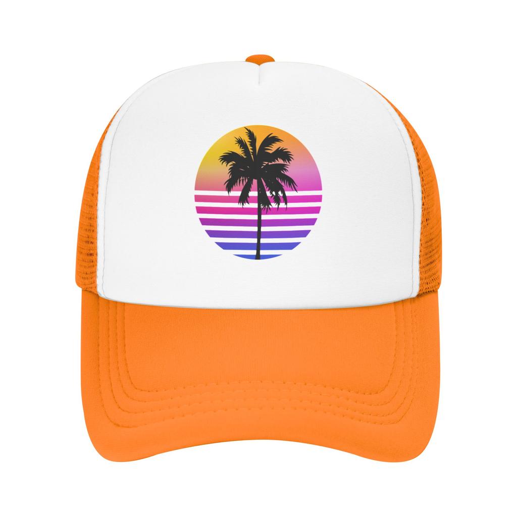 Fashion Retro s Sunset Palm Tree Aesthetic Mesh baseball cap Vintage Denim Hat Sun Hats
