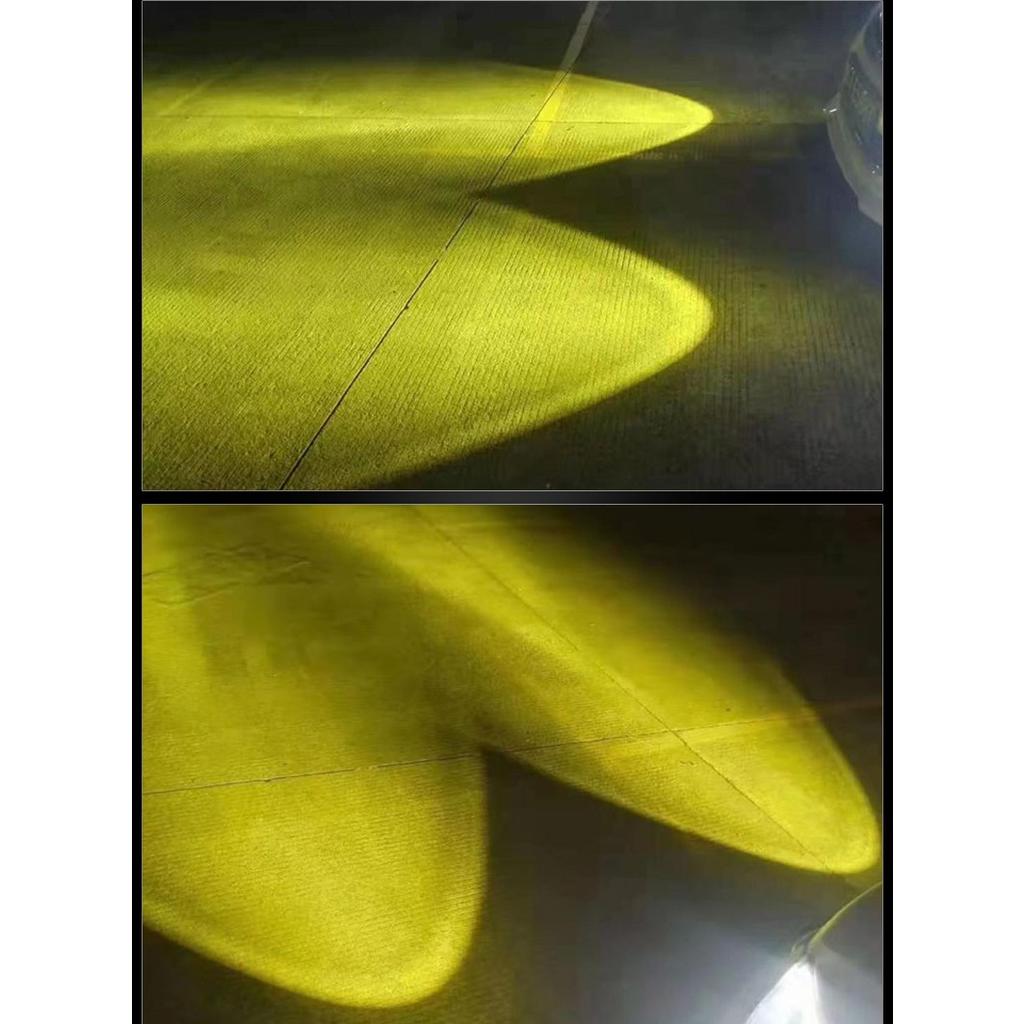 Car LED Fog Lamp Double Light Lens Fish Eye Lamp Super Bright Far and Near Integrated White Light Yellow Light Modified Anti-fog Lamp Universal