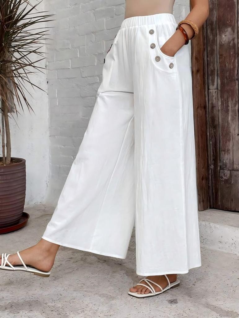 Женские повседневные брюки широкие с карманами большого размера, лето 2025