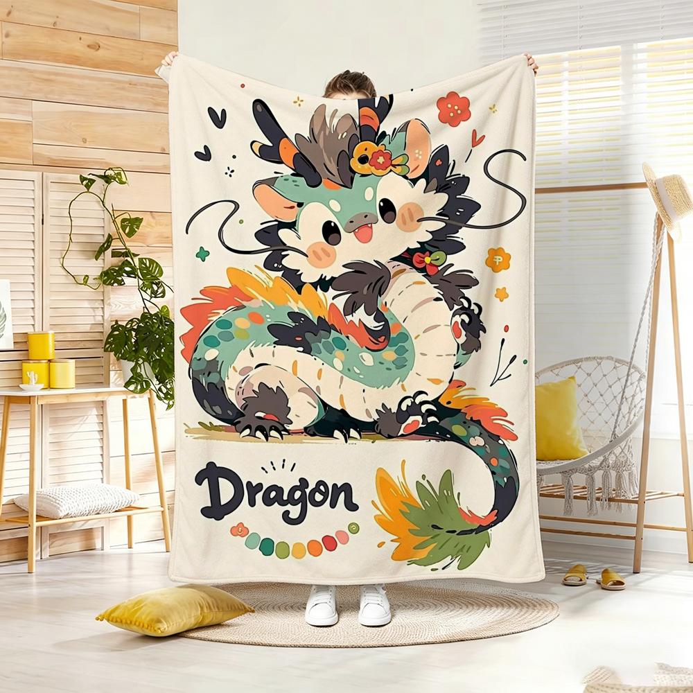 Painting Cute dragon Throw Lightweight g Flannel Blanket Soft Skinfriendly for Summer Cooling