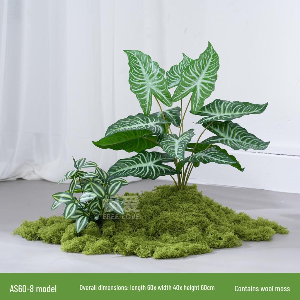 Luxury Faux Green Plant and Flower Decor - Indoor Moss and Grass Clusters for Elegant Landscaping.