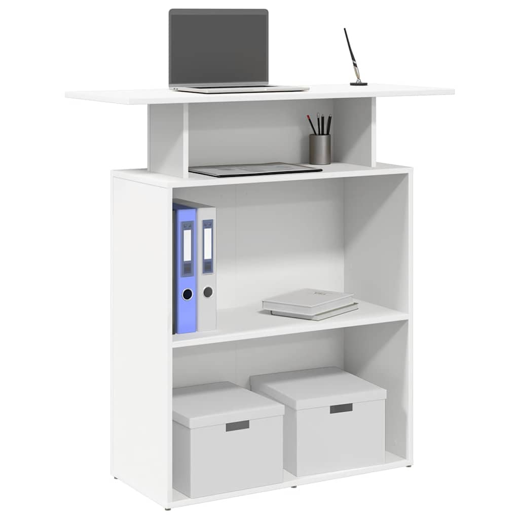 White Reception Counter 100 x 40 x 104 cm Engineered Wood