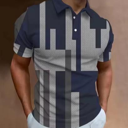 Men's 3D Printed Summer Street Loose Short Sleeve Top Lapel T-Shirt
