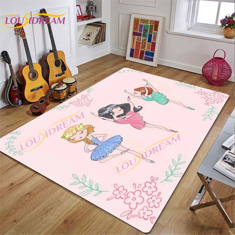 Ковер для балерины, ковер с рисунком балерины для девочек, розовые коврики для гостиной, спальни, декор для детской комнаты, декор для детской, подарок