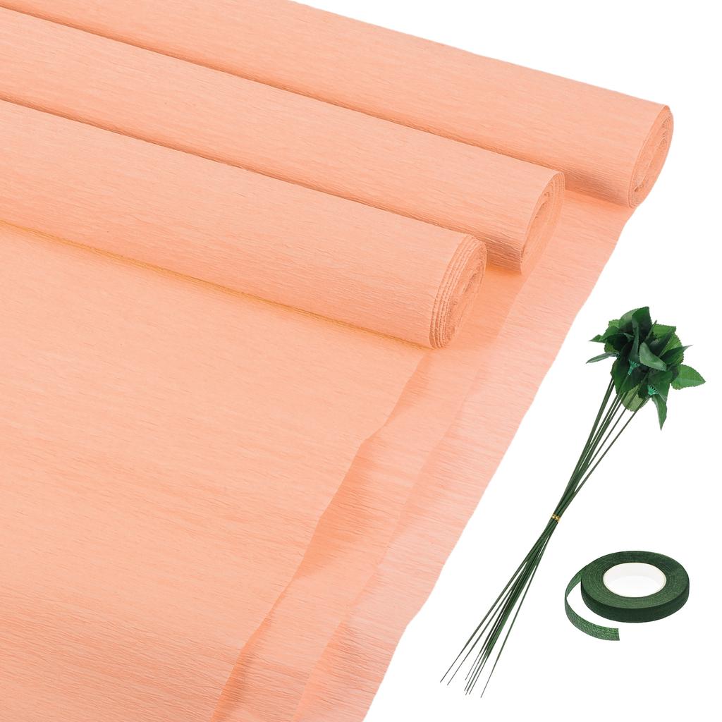 6 шт. рулонов крепированной бумаги с флористической проволокой и зеленой флористической лентой для свадебной церемонии, украшения различных крупных фестивалей