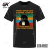 Кофе Черный Кот Смешная Футболка Мужская Летняя Хлопковая С Коротким Рукавом Мужская Футболка Хип-Хоп Повседневные Топы Оверсайз Футболка