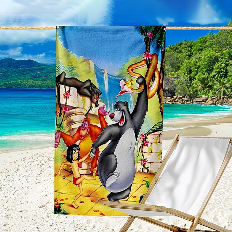 proof beach towel with a The Jungle Book pattern - soft,absorbent,quick-drying,machine washable - perfect for swimming,camping,bathing