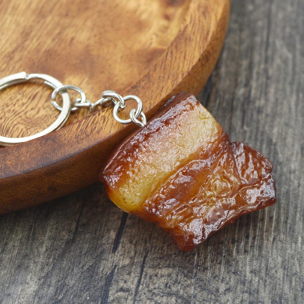 Creative PVC Model Food Keychain Gift: Soft Rubber Imitation Braised Pork Belly, Pork And Roast Chicken Pendant