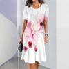 New Women's Dresses Floral 3D Printed Summer Luxury Midi Dresses Feamle Short Sleeve Dress Fashion Oversized Clothes