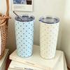 Polka Dot Pattern Thermal Water Bottle 550ml Thermos Tumbler Stainless Steel Tumbler  Beach