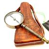 Увеличительное стекло Henry Hughes & Sons, винтажное латунное ручное увеличительное стекло, 4 дюйма, настольная лупа-компас с коричневым кожаным чехлом