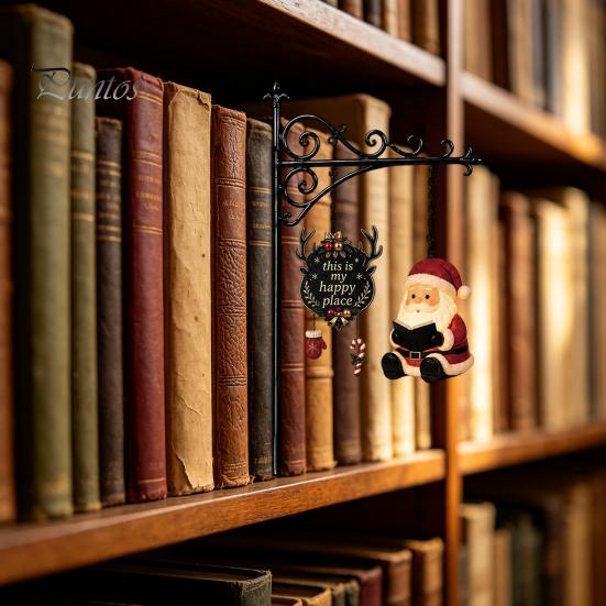 Настенный праздничный светильник 2 шт. Рождественская книжная полка Лампа, Смола Санта-Клаус Олень Снеговик Подвесная лампа Свет, Многоцветный осветительный орнамент для