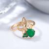 Kienl New  Rose Gold Flower Ring For Women Luxury Green Natural Zircon Bride Ring Vintage Wedding Jewelry Russian Accessories