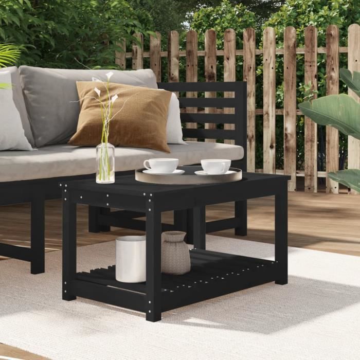 VidaXL Table de jardin noir 82,5x50,5x45 cm bois massif de pin 824138
