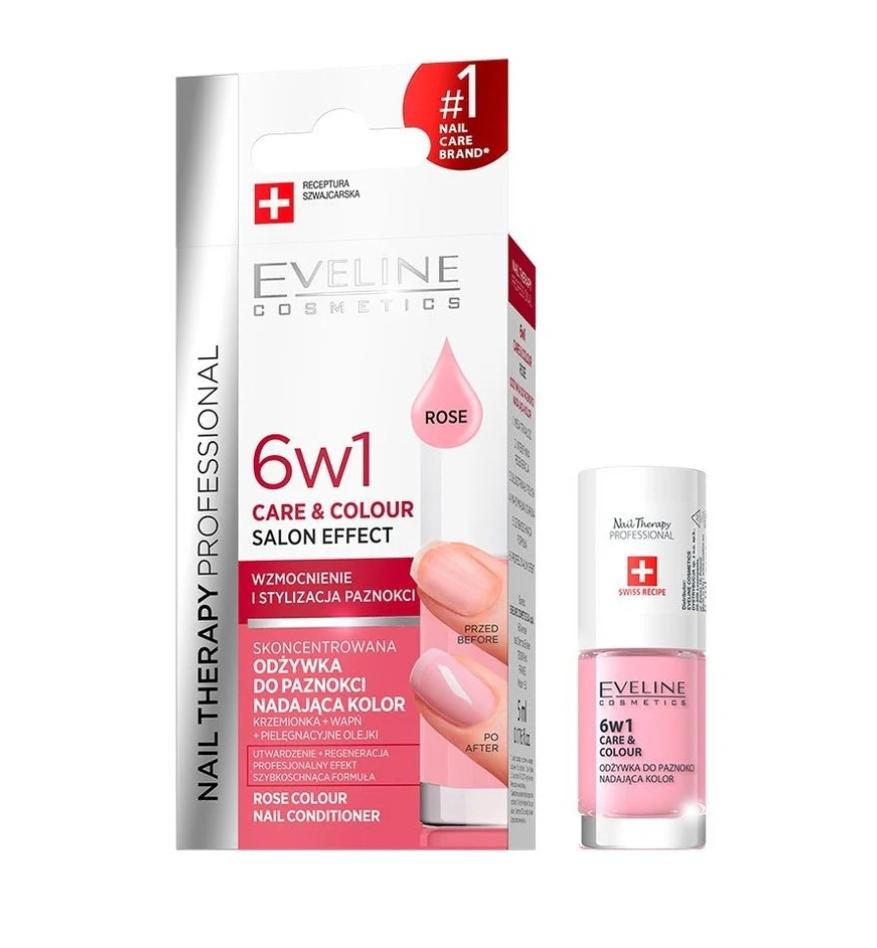 Eveline nail therapy 6w1 care & colour rose odżywka do paznokci 5 ml