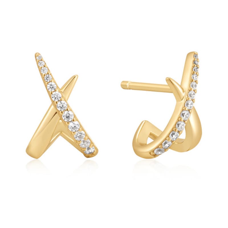 ANIA HAIE Kiss Twist Pave 925 Silver Stud Earrings E057-03G