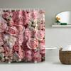 Pink Rose Shower Curtain Set With Toilet Lid Cover And Bath Mat 70.8x70.8 Inches Bathroom Decor