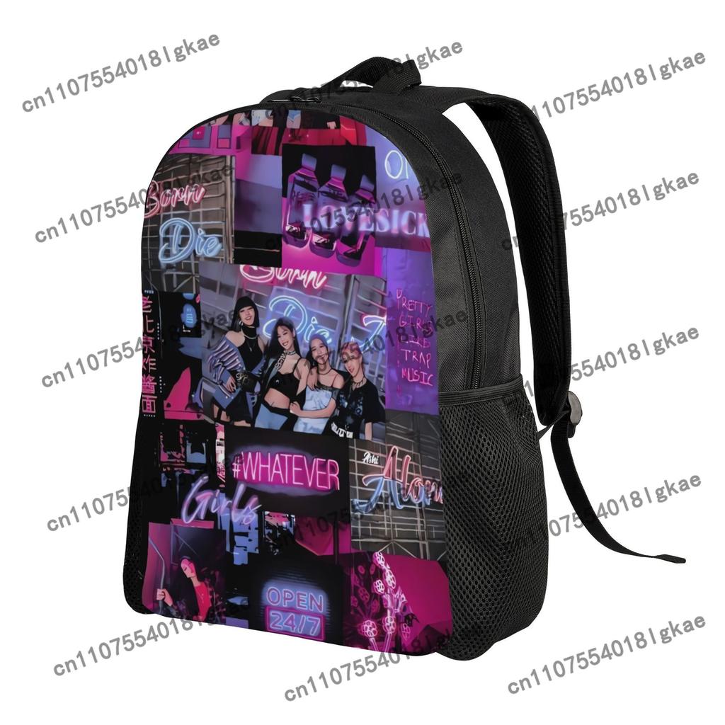 A Straightforward Single-Layer Backpack from Kpop Black & Pink, Perfect for Coffee Outings, Classes, Or Exploring The City.