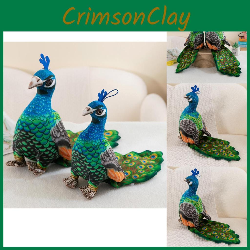 Realistic Peacock Plush Doll Soft Blue Bird Stuffed Toy Perfect Gift For Children