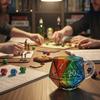 Кружка-кубик D20 'Радуга' Многогранный кубик Кофейная чашка с ручкой Игровая кружка для любителей РПГ Кружки для игровой ночи Подарок для любителей фэнтези