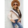 Autumn and Winter Women's Sweater Fashion Striped Colorblocking Knit Sweater Round Neck Pullover Sweater
