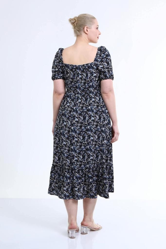 Женское платье большого размера с воротником и детальными рукавами принцессы