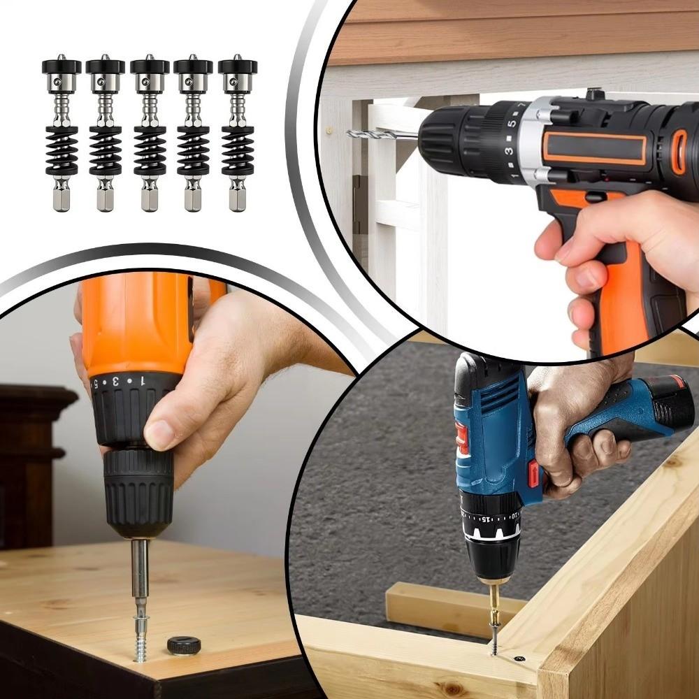 2/5Pcs Magnetic Spring-Loaded Screwdriver Bits Screw Holder for Drill Plasterboard Work