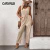 Летний женский комбинезон, однотонный, темпераментный, элегантный, с карманами, жилет, комбинезон, длинные брюки
