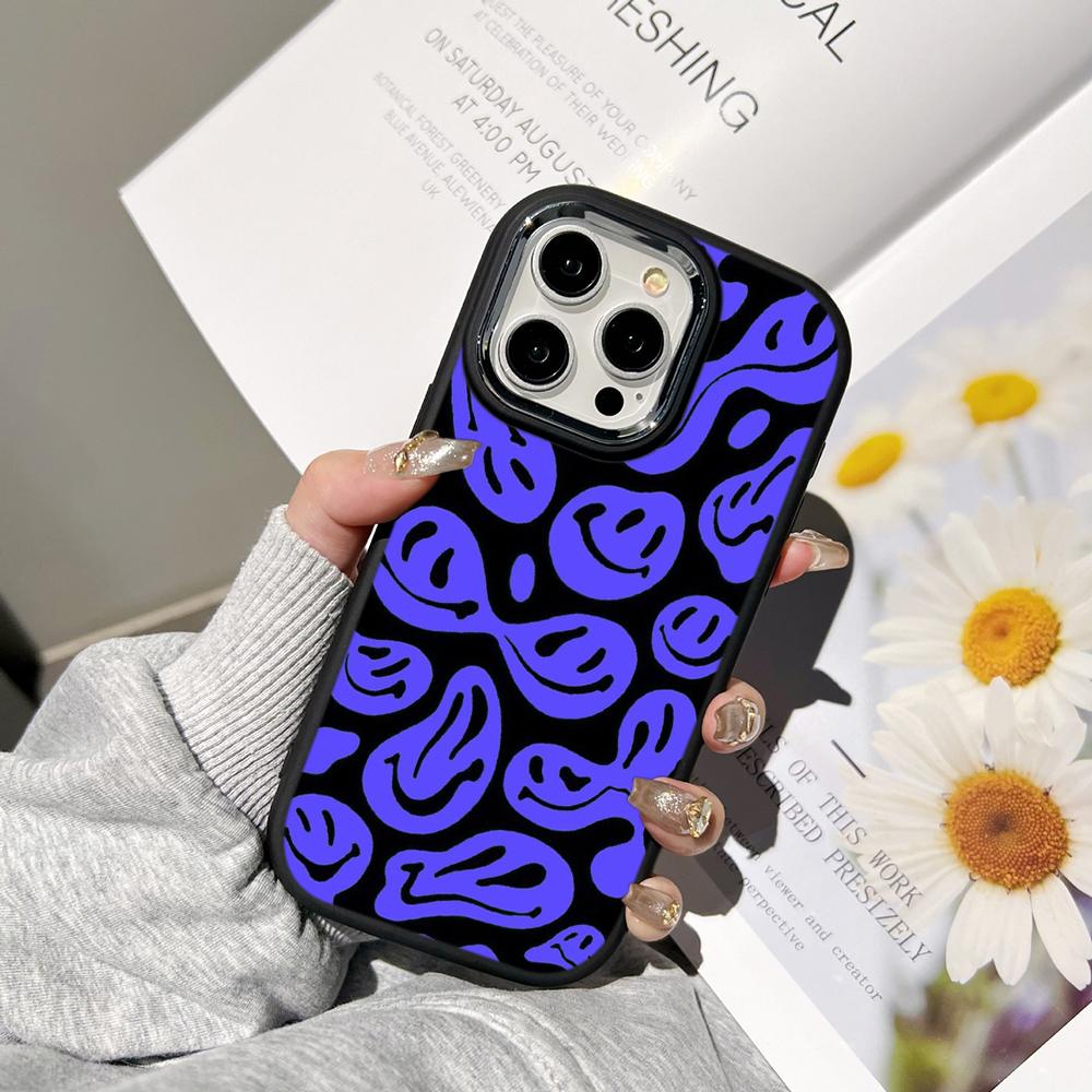 Чехлы для телефонов Ae88 Lovely Smiley Art для Samsung A13 A32 A53 A04e A54 S23 S24 Ultra Infinix Hot 40i Huawei P30 Pro, металлическая защитная задняя крышка для камеры