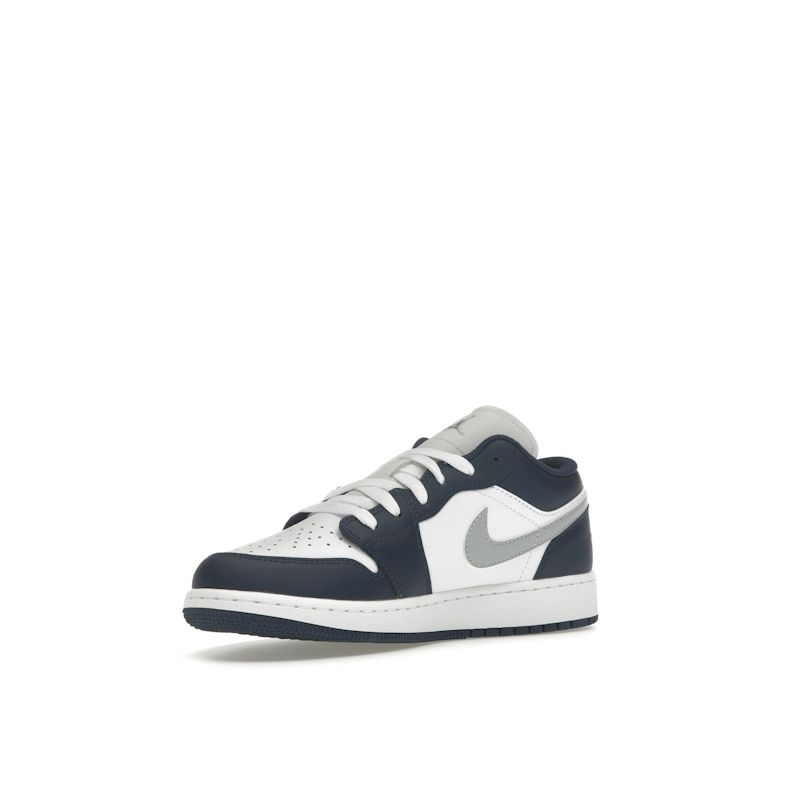 Air Jordan 1 Low GS Midnight Navy Wolf Grey Kids Sneakers White 553560-141