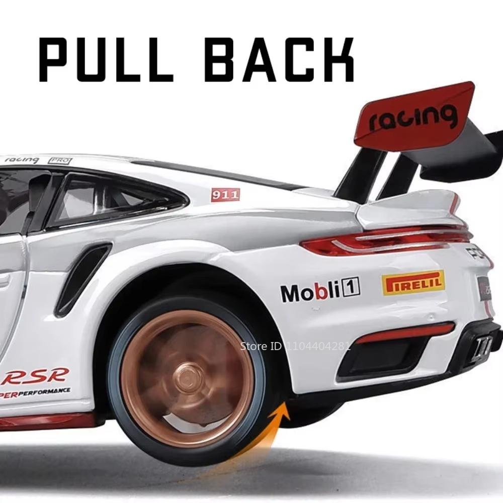 1:24 911 Gt3 Rsr Cayenne Игрушки-машинки Литая модель из сплава Открывающиеся двери со звуком и светом Инерционные машинки Детский подарок Коллекция