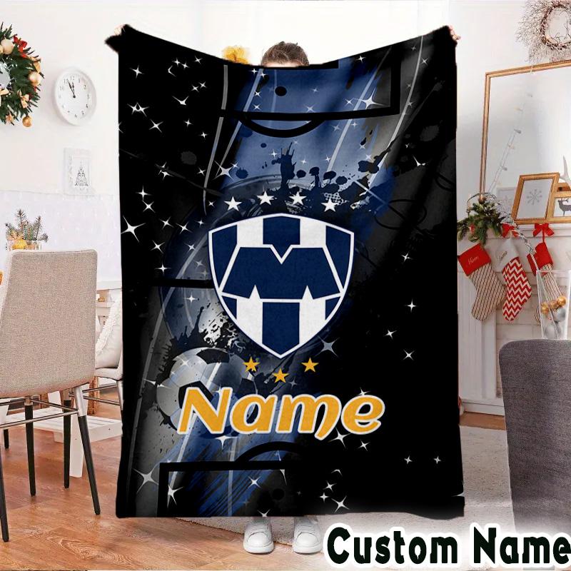 Custom Name Galactic Monterrey Crest Throws Blanket Flannel Blankets for Couch Bed Gifts for Men Women Picnic blanket Christmas fan gifts