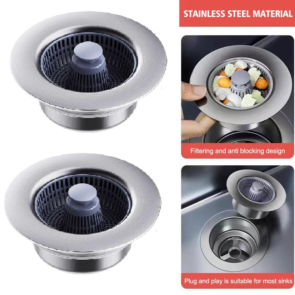 1/2/3PCS ABS Sink Filter Set Detachable Strainers, Plug Tools Kitchen Anti Filter Basket Cloggi K2N1