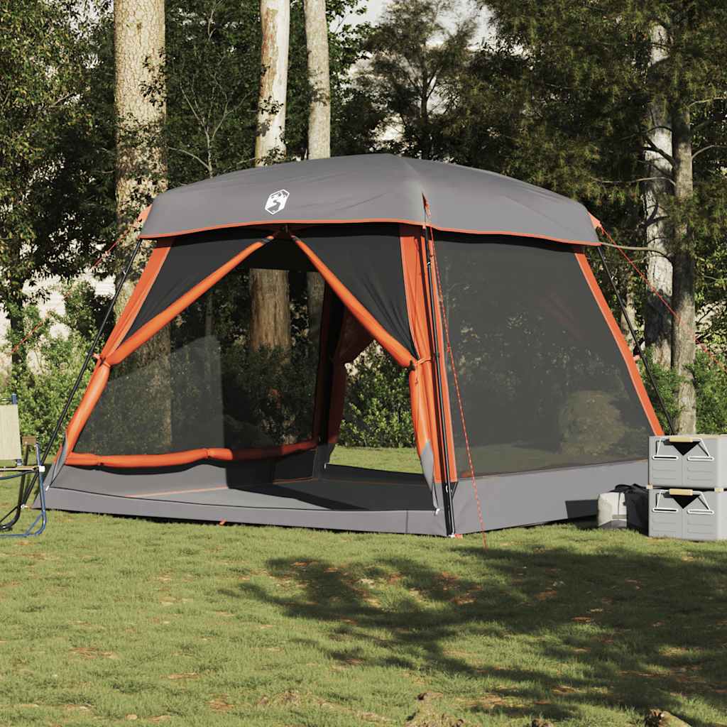 Family Tent for 6 Persons Grey and Orange Waterproof