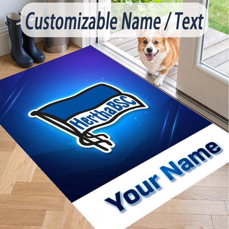 Custom Text Printed Rug hertha bsc Non Slip Floor Carpet For Home Room Decor