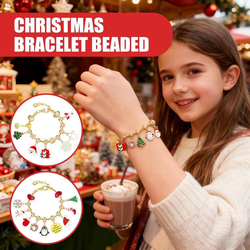 Рождественский Браслет Подарочная Коробка Набор для Изготовления Ювелирных Изделий Сборный Браслет Адвент Рождественская Елка Слепая Коробка для Детей Подростков Взрослых