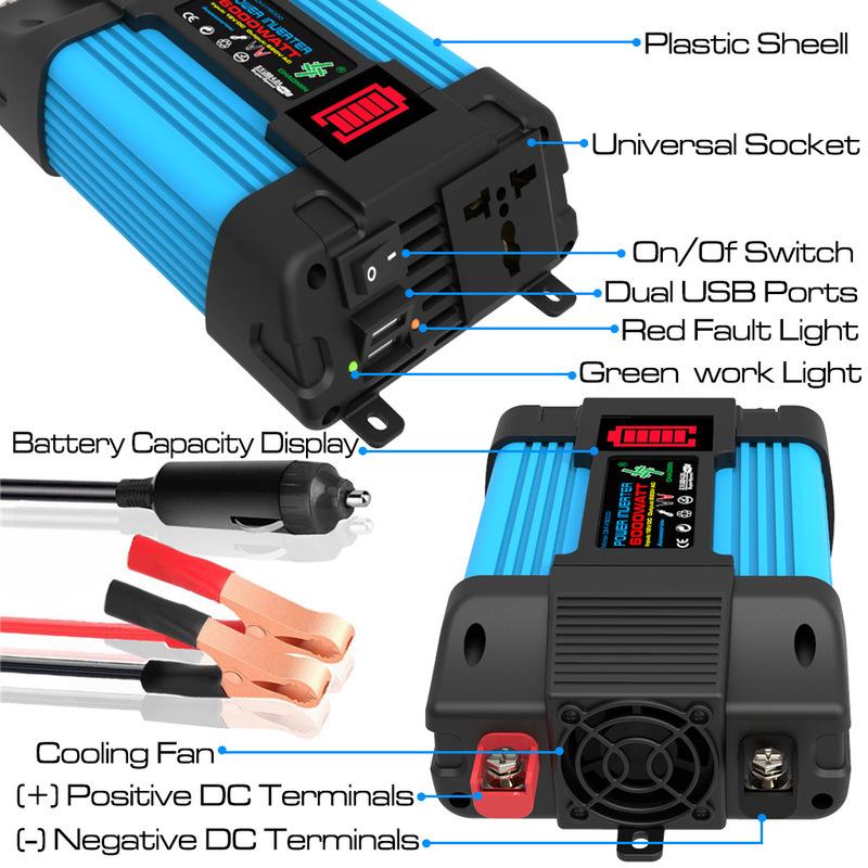 Автомобильный инвертор DC12V в AC 110V/220V 6000W Портативный Power Bank Многофункциональная Универсальная розетка Бортовой преобразователь Солнечный инвертор