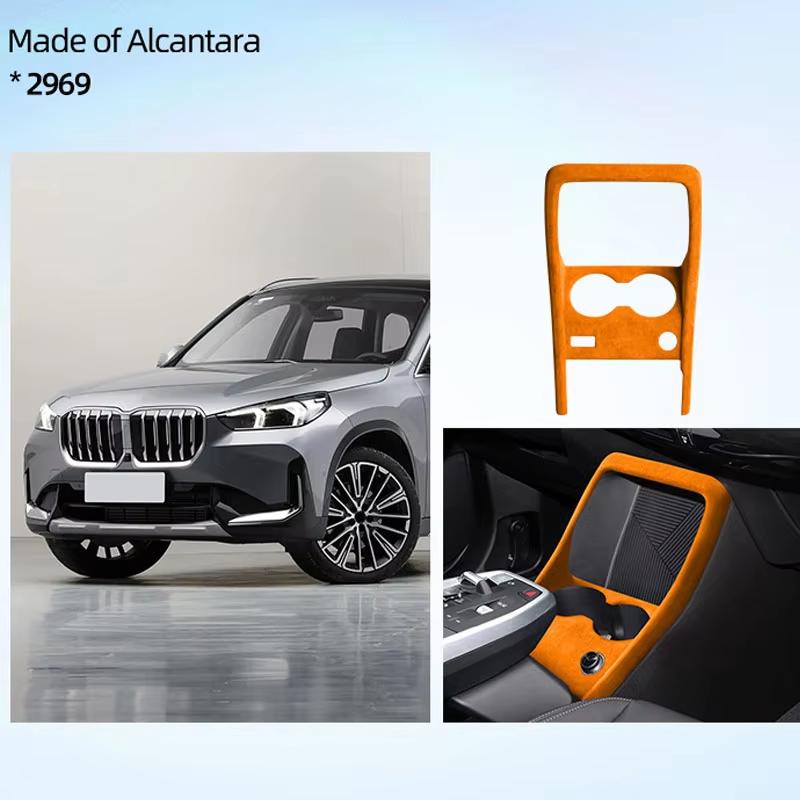 For BMW U10 U11 X1 IX1 2024 Top Suede Center Console Gear Shifter Panel Cover Trim Stickers Gear Shift Knob Cap Mat