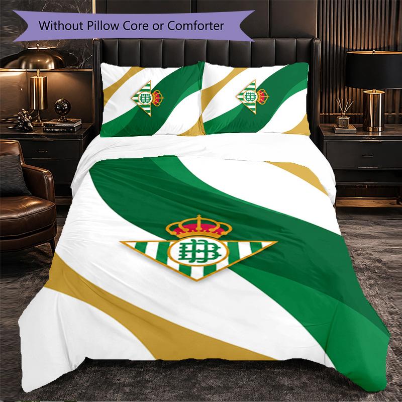 Real Betis Football 3 Piece Bedding Set Soft Duvet Cover Set with Pillowcases Printed Bedroom Decor Set for Home