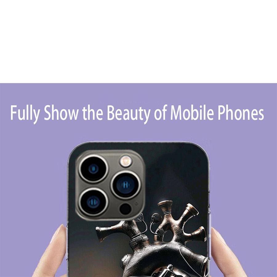Чехол для телефона в форме сердца с изображением двигателя для iPhone 17 Air 15 Pro 14 Plus 16 Pro Max 12 13 Mini 11 16E X XS. Милый и оригинальный чехол.