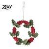 Festival Scene Ornament 8 Inch Felt Christmas Holly Wreath, Handmade Berry Hanging Wreath for Front Door, Winter Holiday Wall Window Decor