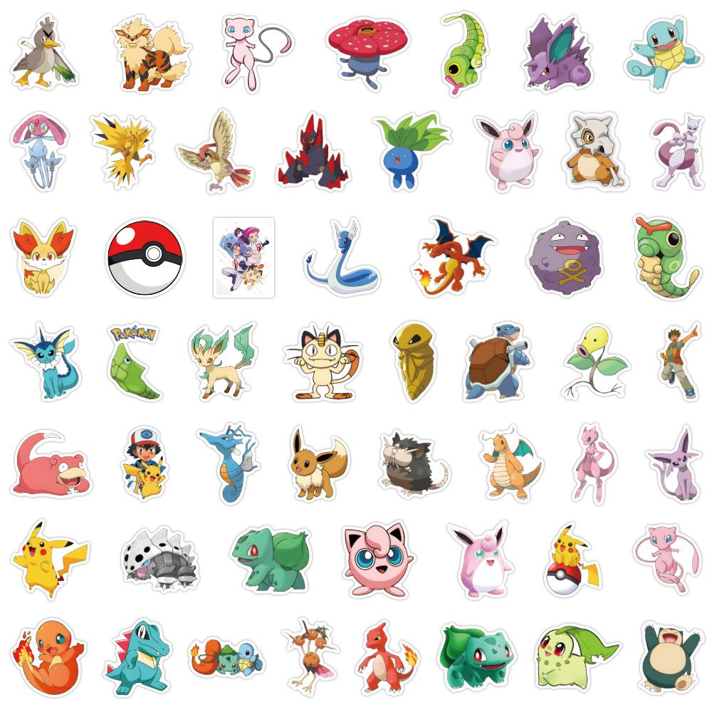 50 Pokemon Doodle Stickers Luggage Refrigerator Helmet Mobile Phone Kettle DIY Decorative Stickers