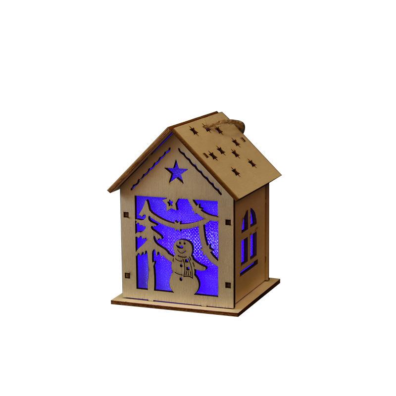 Деревянный домик, светодиодная лампа, работающая от батареек, многоцветная, домашние украшения, декор для рождественской елки, настольные украшения, подвесные огни