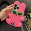 Ins корейские милые забавные солнцезащитные очки с кроликом силиконовый чехол для Iphone 14 13 12 Pro Max 11 прекрасный розовый кролик противоударный мягкий чехол