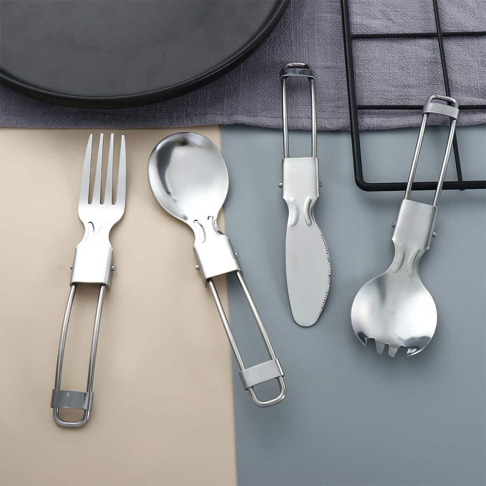 Picnic Outdoor Utensils Camping Stainless Steel Tableware Spoon Spork Fork Cutlery