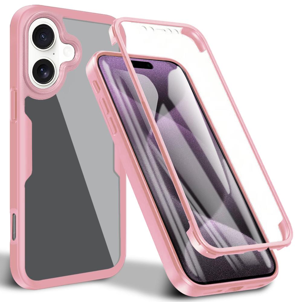 Для iPhone 16 Plus Чехол Акрил+ТПУ Прозрачный Чехол для телефона с ПЭТ Защитной пленкой для экрана