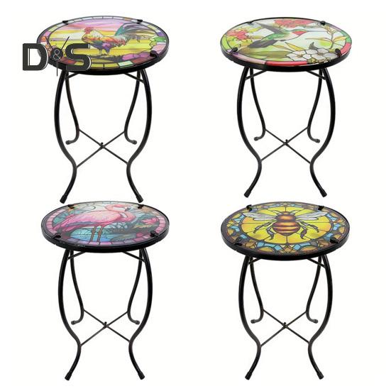 Металлический приставной столик диаметром 10,2 дюйма, круглый журнальный столик для патио, устойчивый к погодным условиям, подставка для цветочных горшков, вазы, для домашнего использования в помещении и на открытом воздухе