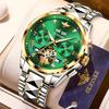 Automatic Watch Green Dial Popular Skeleton Sapphire Tungsten Waterproof Date Luminous Green Men's